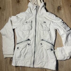 Cat & Jack Cream Hooded Bomber Jacket
